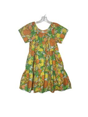 Peyton & Parker Dress Girls Large Tiered Citrus Print Cotton Short Sleeve Summer